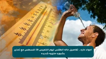 أجواء حارة.. تفاصيل حالة الطقس ليوم الخميس 28 أغسطس مع تحذير بشبورة مائية شديدة